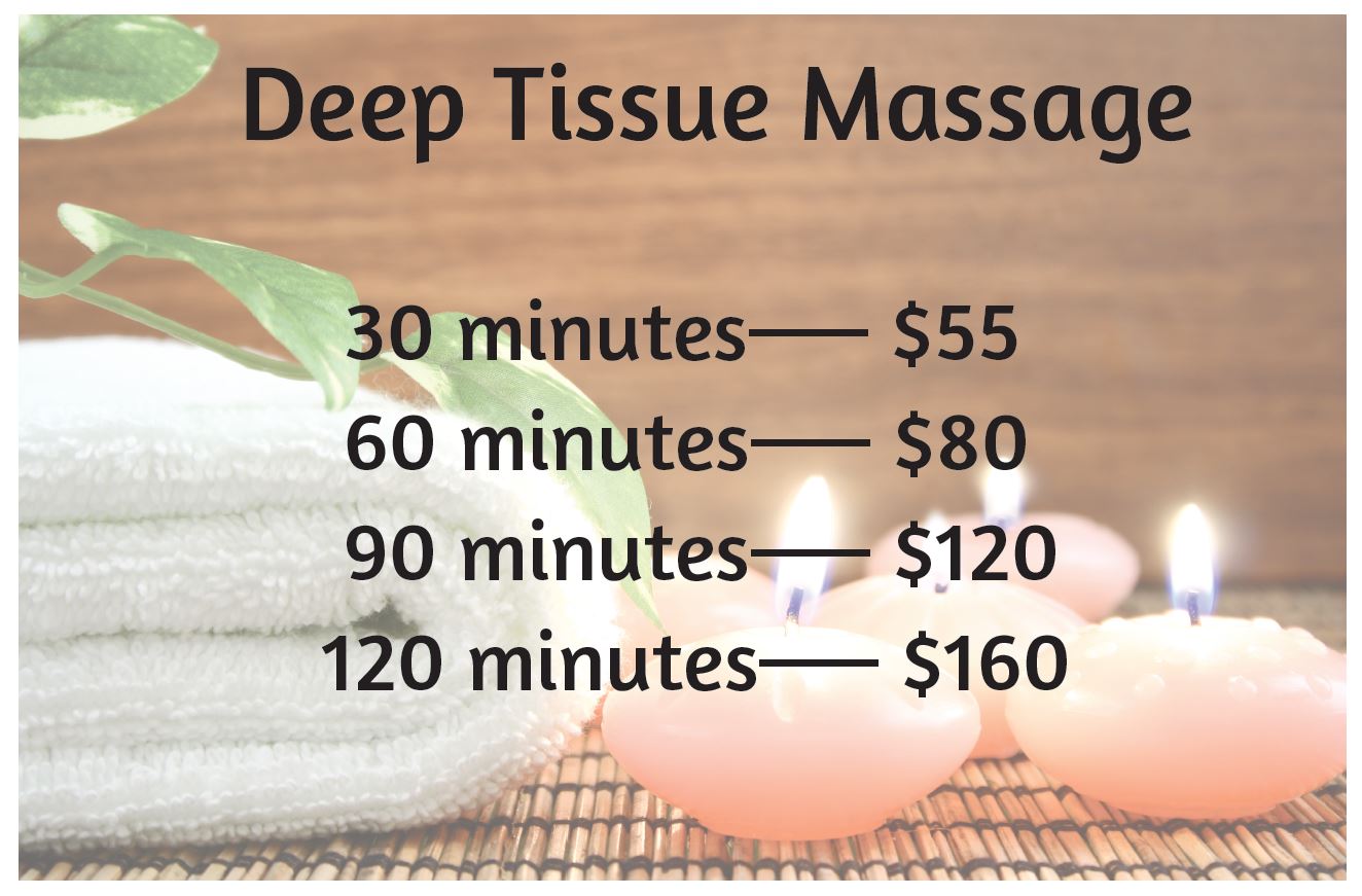 Deep tissue massage prices at Pace Massage