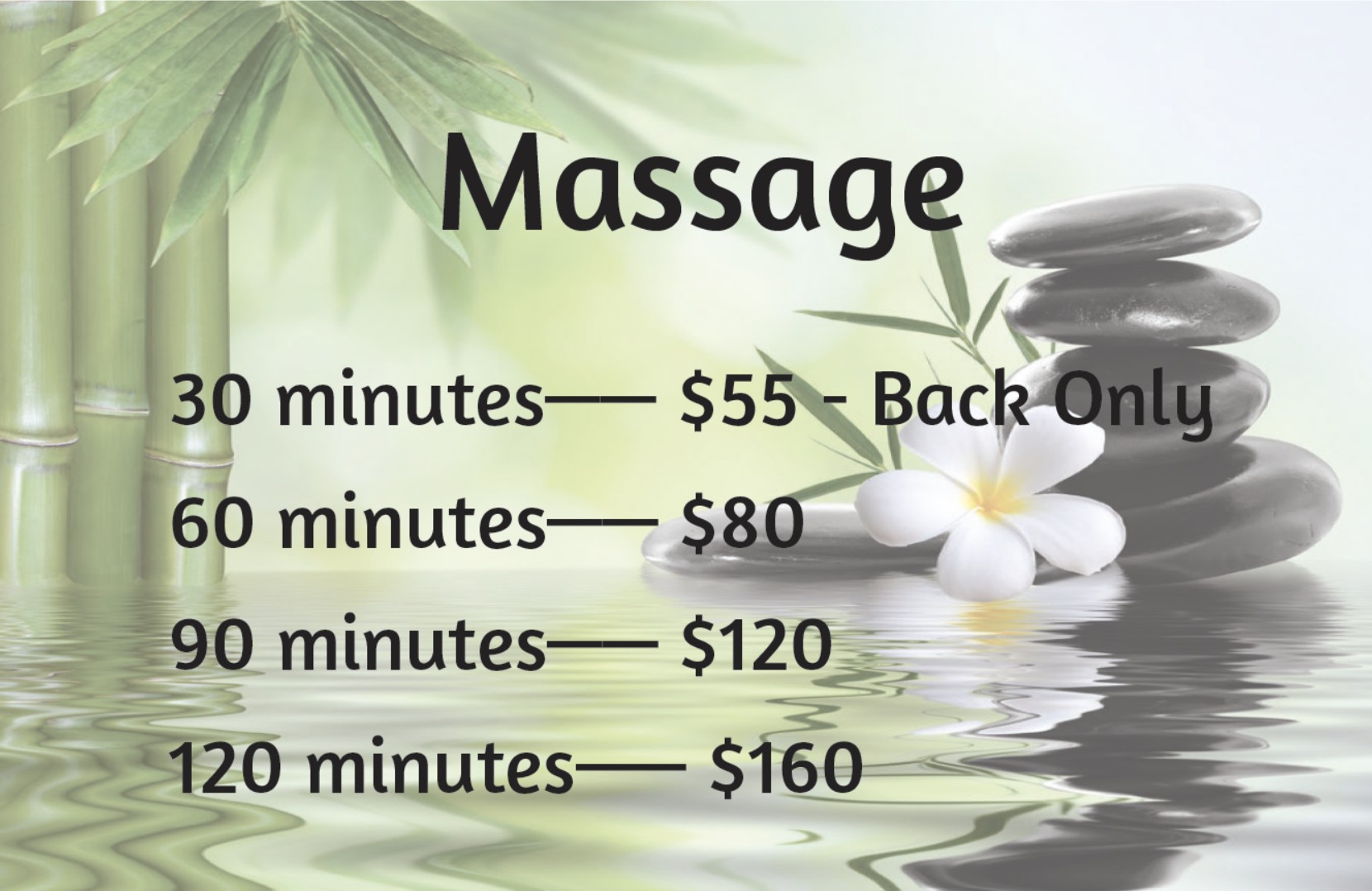 Massage prices at Pace Massage